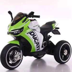 Детский электромобиль мотоцикл, кожаное сидение, дитячий електромобіль Зелёный