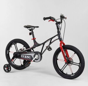 Дитячий двоколісний магнієвий велосипед 18 дюймів Corso R-40800, ручне дискове гальмо, доп. колеса