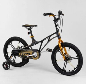 Дитячий двоколісний магнієвий велосипед 18 дюймів Corso R-30700, ручне дискове гальмо, доп. колеса
