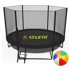 Батут з сіткою та драбинкою 252 см Atleto Black + подарунок мячик