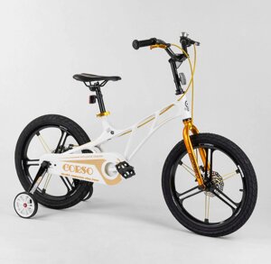 Дитячий двоколісний магнієвий велосипед 18 дюймів Corso R-20600, ручне дискове гальмо, доп. колеса
