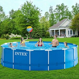 Intex Басейн каркасний 28242NP MetalFrame драбини, насос, підстилка, тент, 457х122 см, Об'єм води — 16805 л