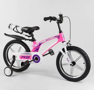 Дитячий магнієвий двоколісний велосипед Corso 16 дюймів 54226, ручного гальма, доп. коліщатка, пляшечка