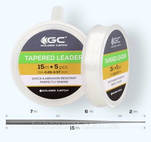 Шок-лідер конусний GC Tapered Leader 5x15м 0.26-0.57мм