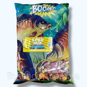 Рибальське коропове підгодовування Boom Spod Mix 1000г. Кальмар Восьминіг