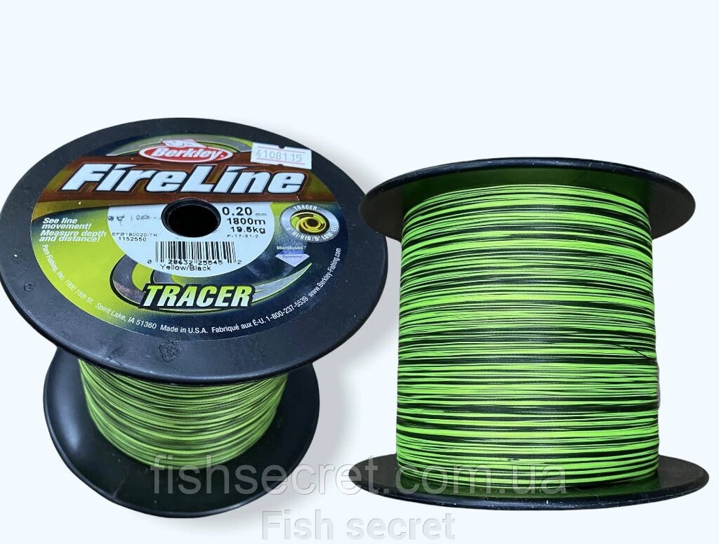 Плетений шнур Berkley Fire Line Tracer Braid 1800м. YELLOW-BLACK від компанії Fish secret - фото 1