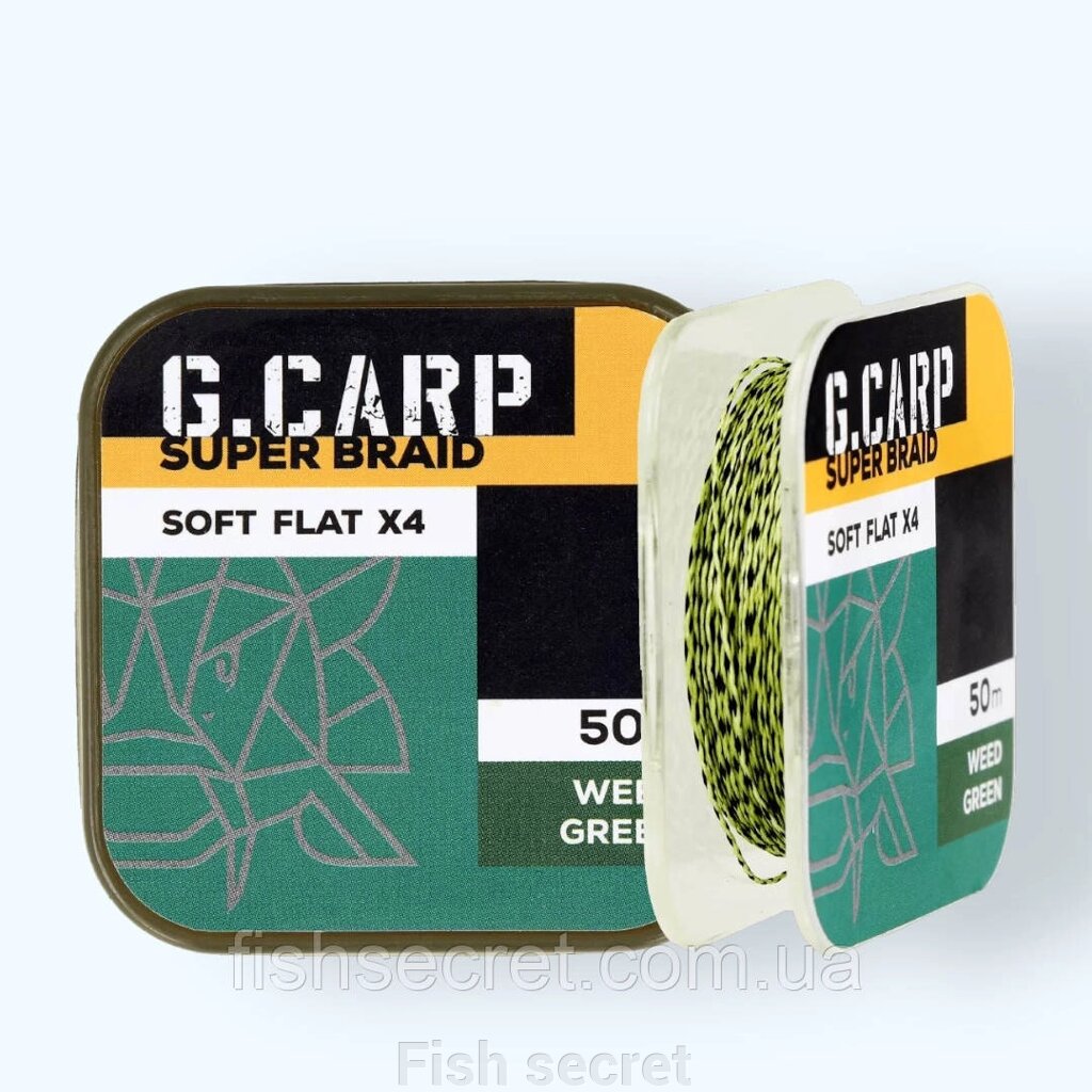 Повідковий матеріал GC G. Carp Super Braid Soft Flat X4 50м Weed Green від компанії Fish secret - фото 1