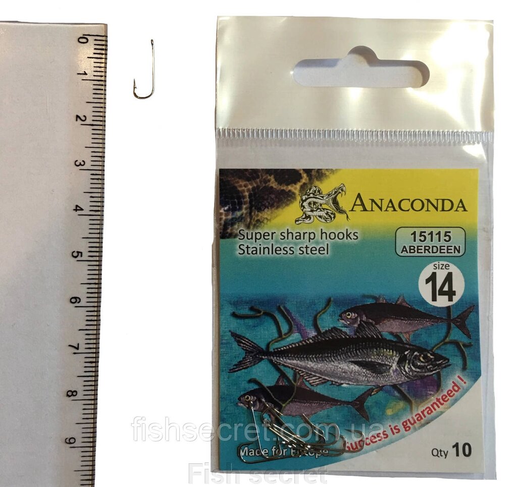 Рибальські гачки Anaconda 14 від компанії Fish secret - фото 1
