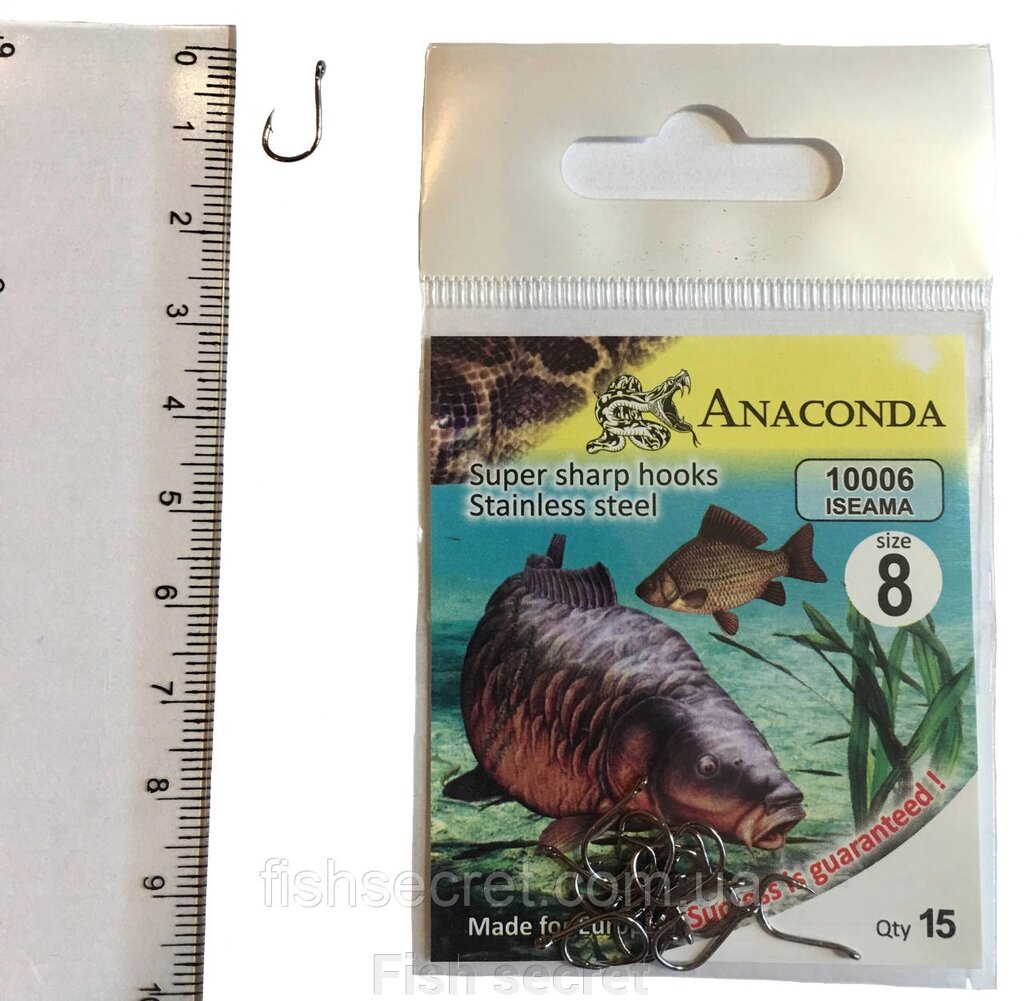 Рибальські гачки Anaconda 8 від компанії Fish secret - фото 1