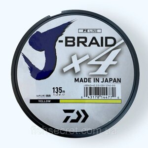 Рибальський шнур Daiwa J-Braid X4 135м. Зелений 0.17 8.4 кг.