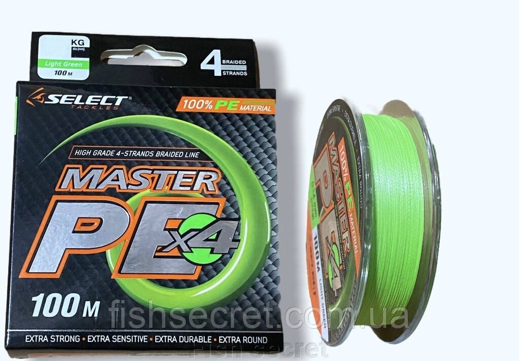 Шнур зелений флуоресцентний SELECT PE X4 FG 100 м. від компанії Fish secret - фото 1