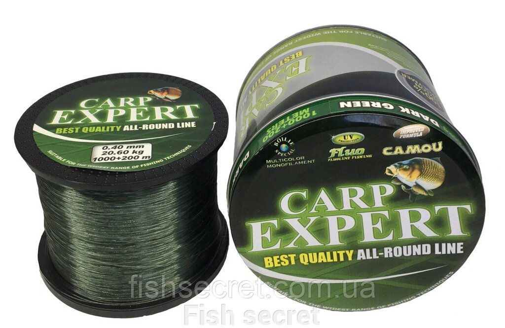 Волосінь Carp Expert Dark Green 1200 м 0.27 від компанії Fish secret - фото 1