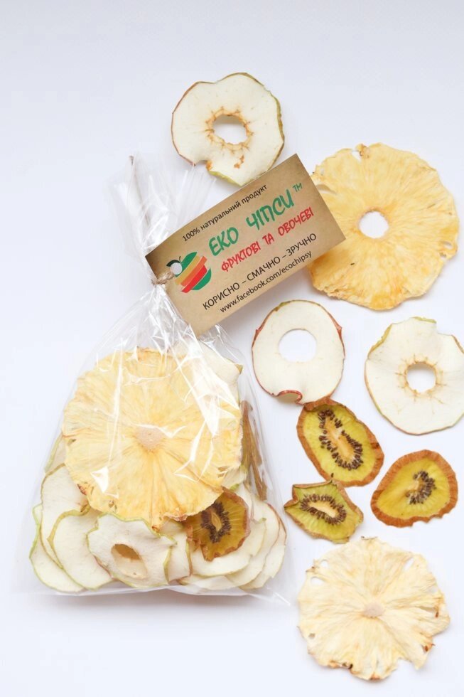 Суміш фруктових чіпсів ТМ Еко Чіпси (яблуко + ківі + ананас), 50 г від компанії Еко Чіпси - фото 1