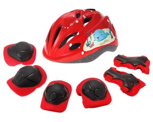 Червоний набір KASTO шолом дитячий в комплекті із захистом дитячий захист катання на велосипеді роликах самокате