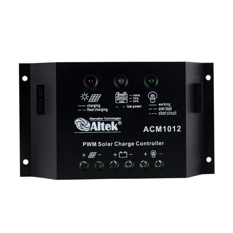 Контролер заряду АКБ ALTEK АСМ1012, 10A, 12V/24V USB від компанії "Вентиляційні системи" Інтернет-магазин - фото 1