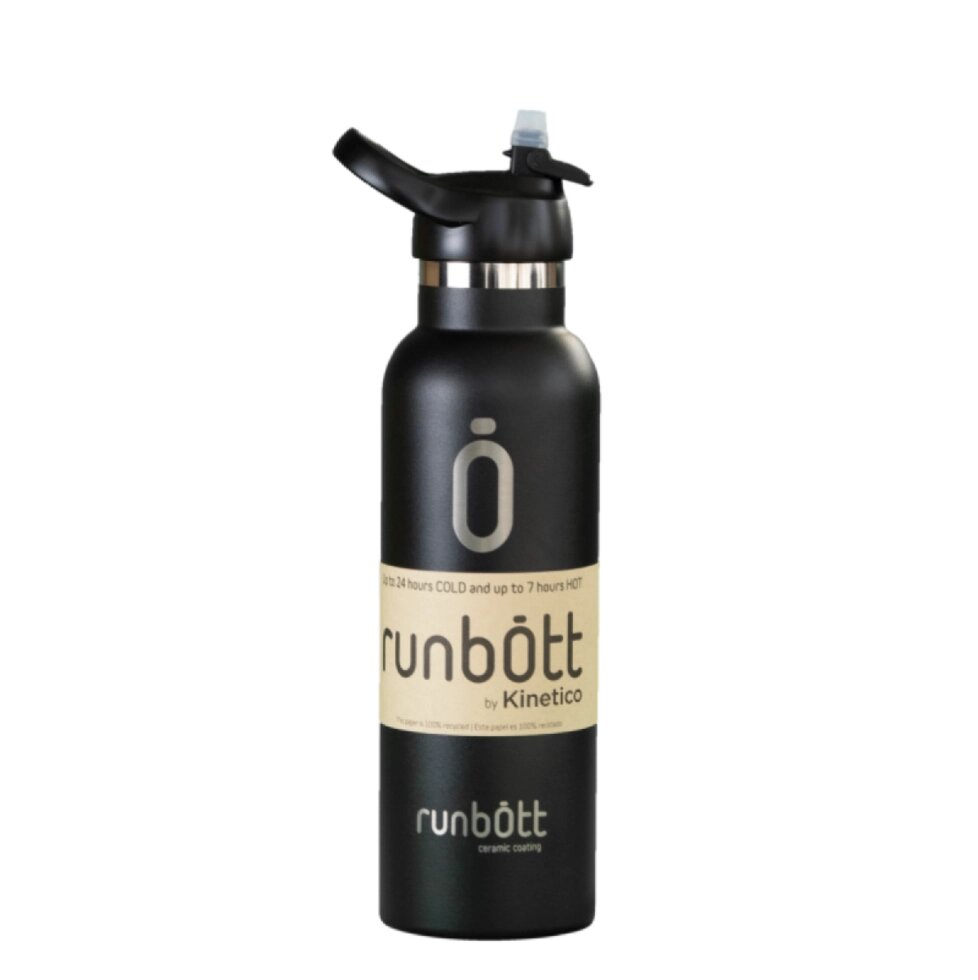 Пляшка для води KINETICO RUNBOTT 600 мл, чорна з ковпачком від компанії "Вентиляційні системи" Інтернет-магазин - фото 1