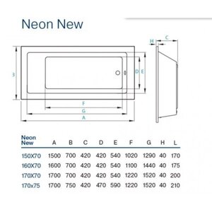 Ванна акрилова Neon New 180 x 80 см Koller Pool