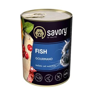 Вологий корм для котів Savory Gourmand Fish 400 г Акція