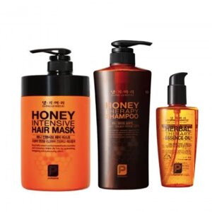 Daeng Gi Meo Ri, Набір засобів для волосся "Медова терапія"шампунь, маска для волосся, олія для кінчиків "Honey"