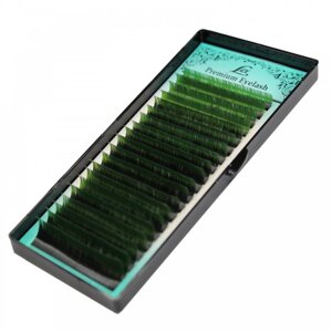 Вії омбре LEX зелені кінчики (CC 0.07 мікс) 7-12 мм.