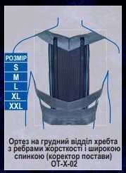 Ортез на грудний відділ хребта з ребрами жорсткості і широкою спинкою (коректор постави). від компанії Medzenet - фото 1