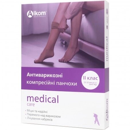 Панчохи антиварикозні medical care, відкритий носок, клас компресії II Алком 00202 від компанії Medzenet - фото 1