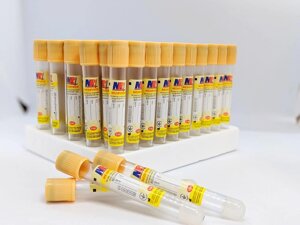 Пробірка вакуумна для забору крові «MEDRYNOK», 5 мл, з активатором згортання, 13х100 мм, жовта кришка