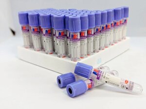 Пробірка вакуумна для забору крові «MEDRYNOK», 3 мл, EDTA K3, 13х75 мм, стерильна, з фіолетовою кришкою