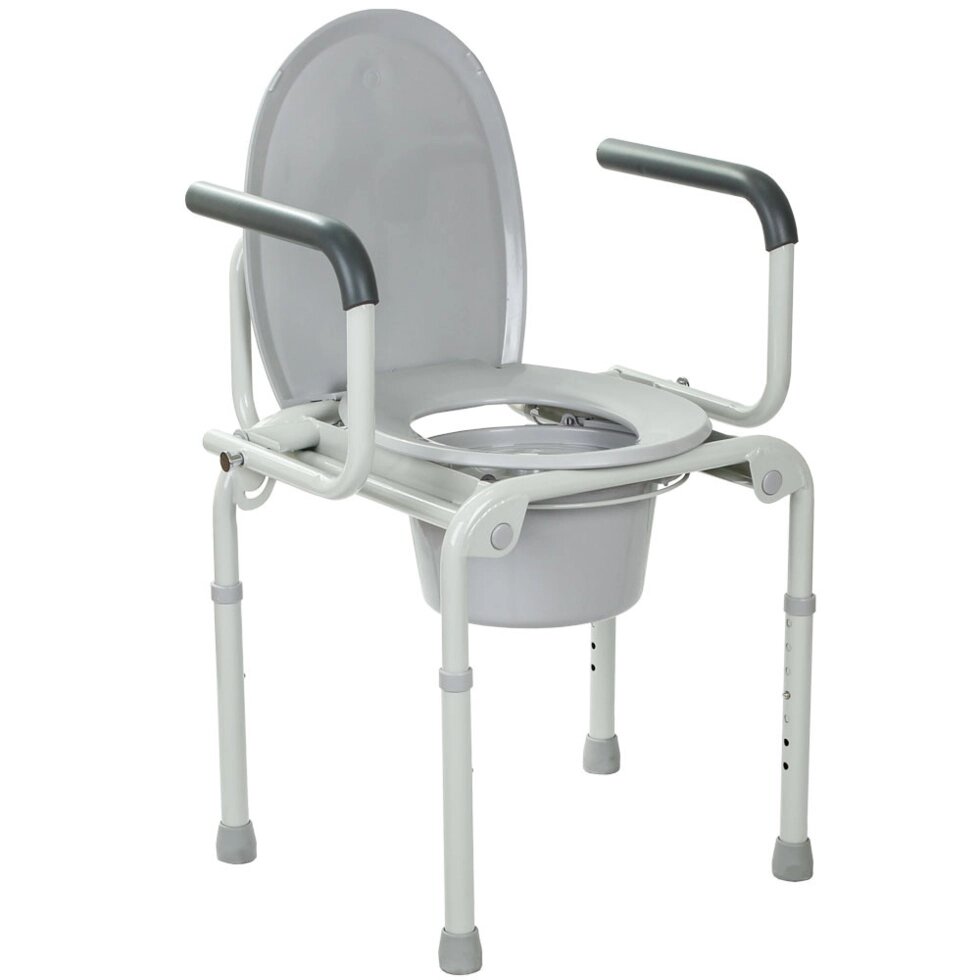Сталевий стілець-туалет з відкидними підлокітниками OSD-2108D від компанії Medzenet - фото 1