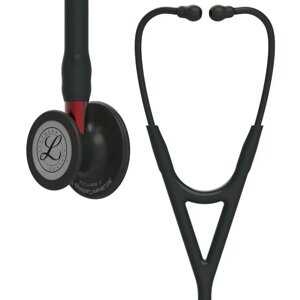 Стетоскоп Littmann Cardiology IV чорний з головкою чорного кольору на червоній ніжці, чорне наголов'я 6200