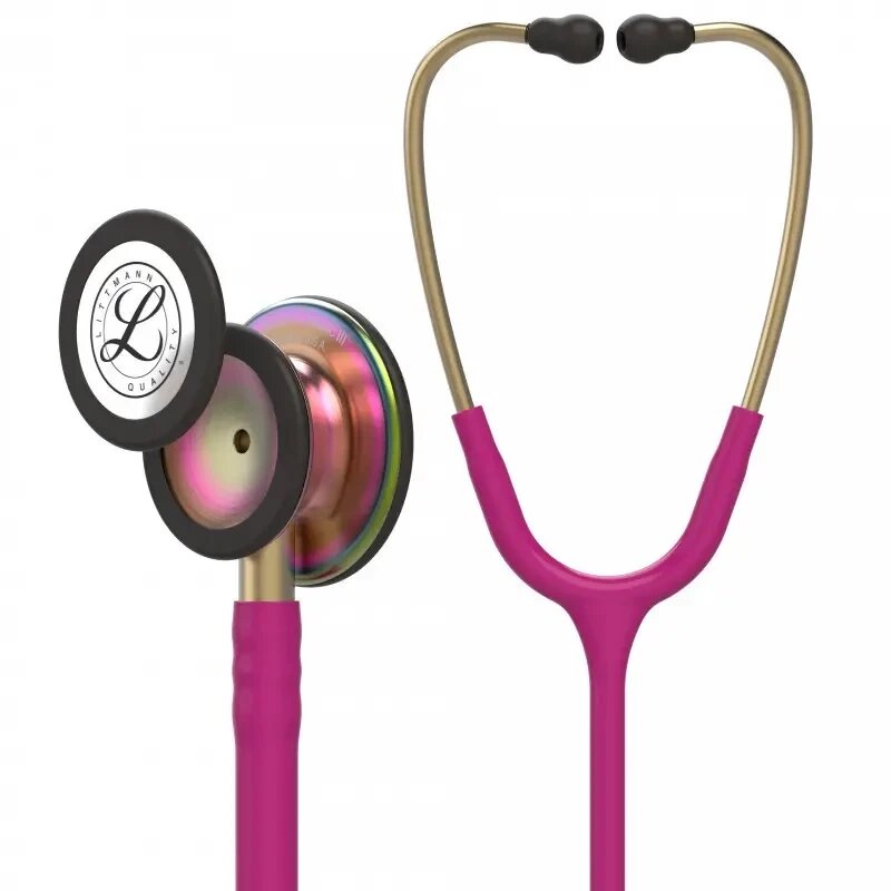 Стетоскоп серії Littmann Classic III 5806 малиновий з головкою кольору веселки від компанії Medzenet - фото 1