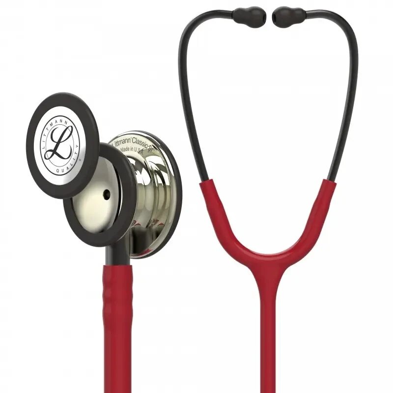 Стетоскоп серії Littmann Classic III 5864 бордовий із головкою кольору шампань від компанії Medzenet - фото 1