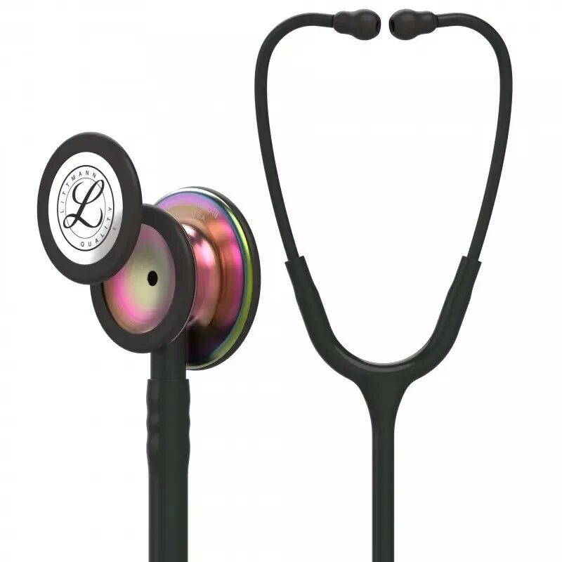 Стетоскоп серії Littmann Classic III 5870 чорний із головкою кольору веселки від компанії Medzenet - фото 1