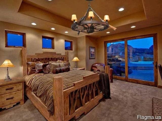 Ліжко двоспальне дерев'яне "Ексклюзив" Код: КД-4Под замовлення від компанії Столярна майстерня Гюмрі - фото 1