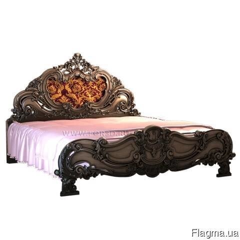 Двоспальне різьблене ліжко з дерева КД-7 Під замовлення - замовити