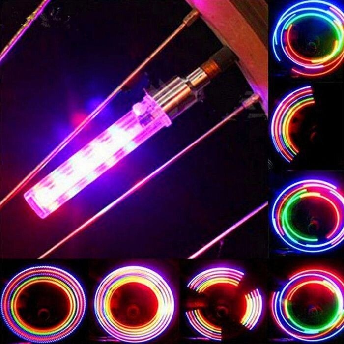 2 шт! Ковпачок 5 LED RGB велосипедне вело мигалка ніпель моргалка від компанії Premium - фото 1