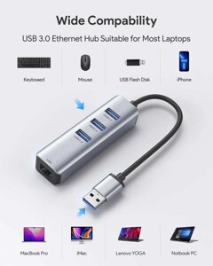 Адаптер USB 3.0 to Gigabit LAN + 3xUSB3.0 Ethernet Adapter (RJ45) HUB