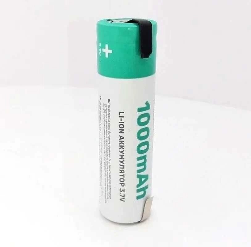 Акумулятор Arexes 18650 Li-Ion 1000 mAh, 3.7v під паяння від компанії Premium - фото 1