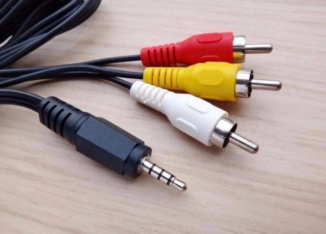 Аудіокабель 3x RCA AV — 3.5 мм довжина 90 см тюльпан-mini jack ОП від компанії Premium - фото 1