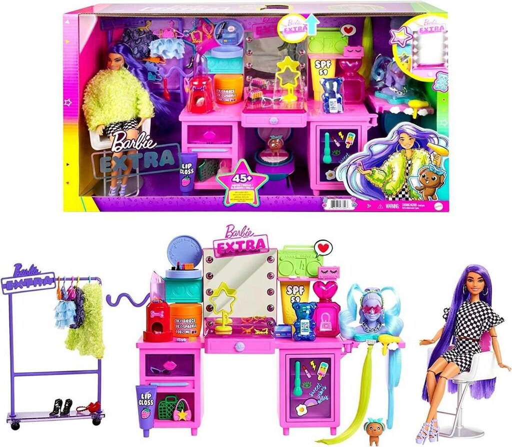 Барбі Екстра Візажний столик Barbie Extra Doll &amp, Vanity Playset GYJ70 від компанії Premium - фото 1