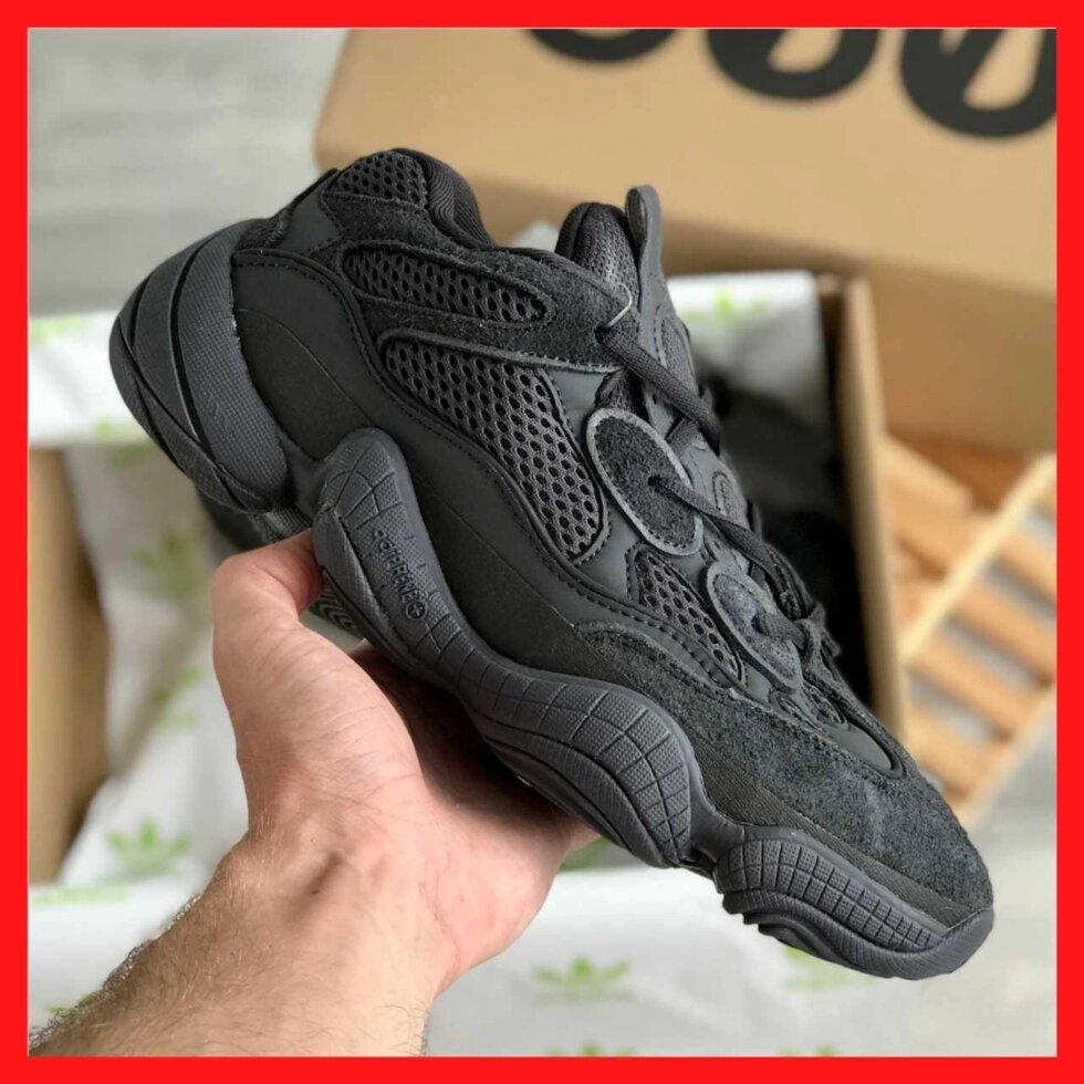 Чоловічі кросівки Adidas Yeezy boost 500 black кросовер від компанії Premium - фото 1