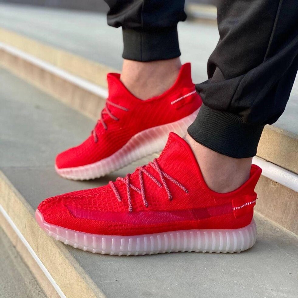 Чоловічі Літні кросівки Yeezzy Red рефлектив | Розмір 41-46 | від компанії Premium - фото 1