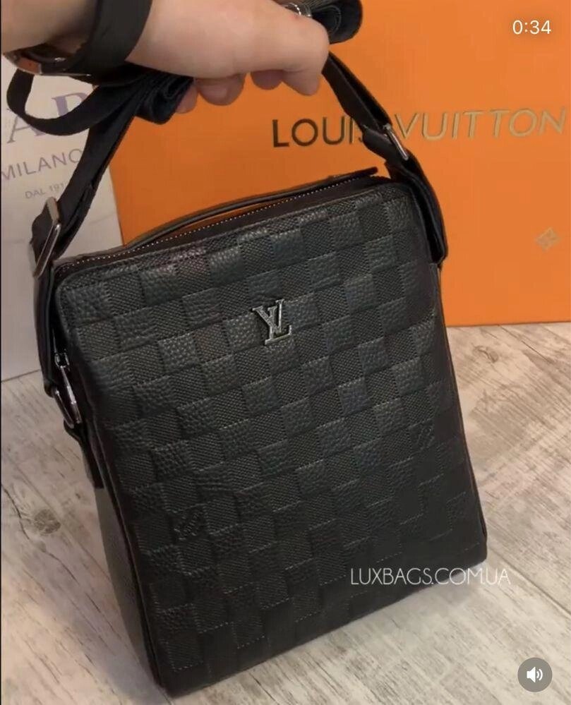 Чоловічі шкіряні сумки через плече Louis Vuitton Луї Віттон від компанії Premium - фото 1