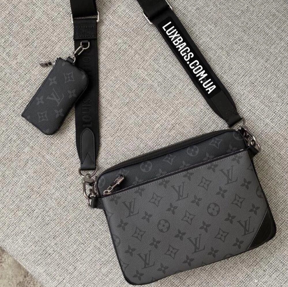 Чоловічі сумки Louis Vuitton trio messenger від компанії Premium - фото 1