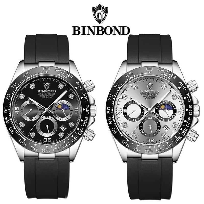 Чоловічий годинник із хронографом BINBOND Chronograph Quartz Watch ремінець від компанії Premium - фото 1