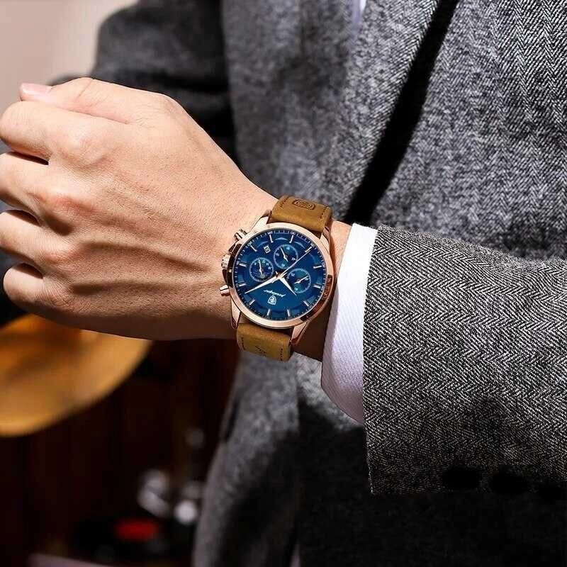 Чоловічий годинник кварцовий хронограф POEDAGAR Luxury Quartz Men's Watch від компанії Premium - фото 1