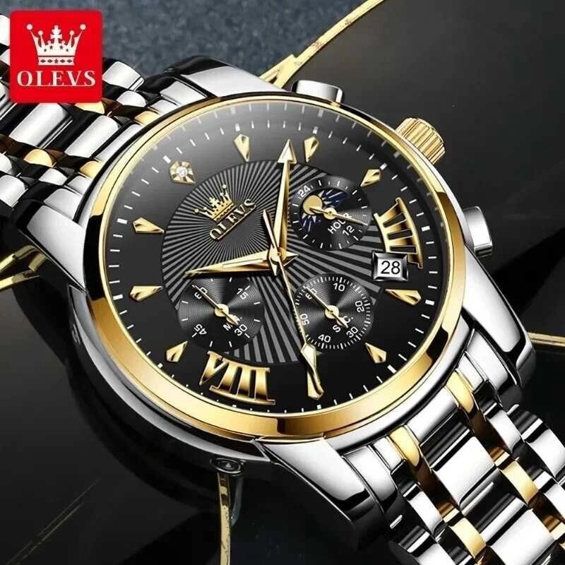 Чоловічий кварцовий годинник із хронографом OLEVS Chronograph Quartz Watch від компанії Premium - фото 1