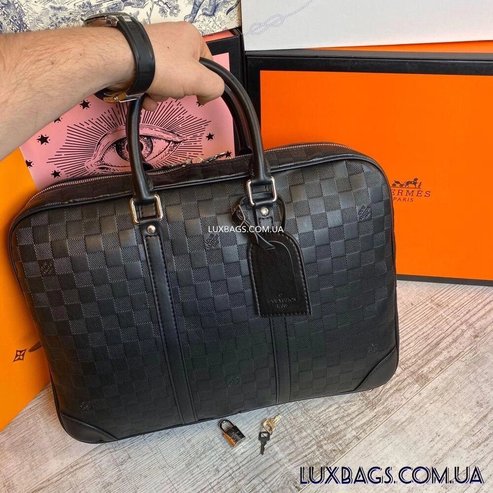 Чоловічий шкіряний портфель Louis Vuitton від компанії Premium - фото 1