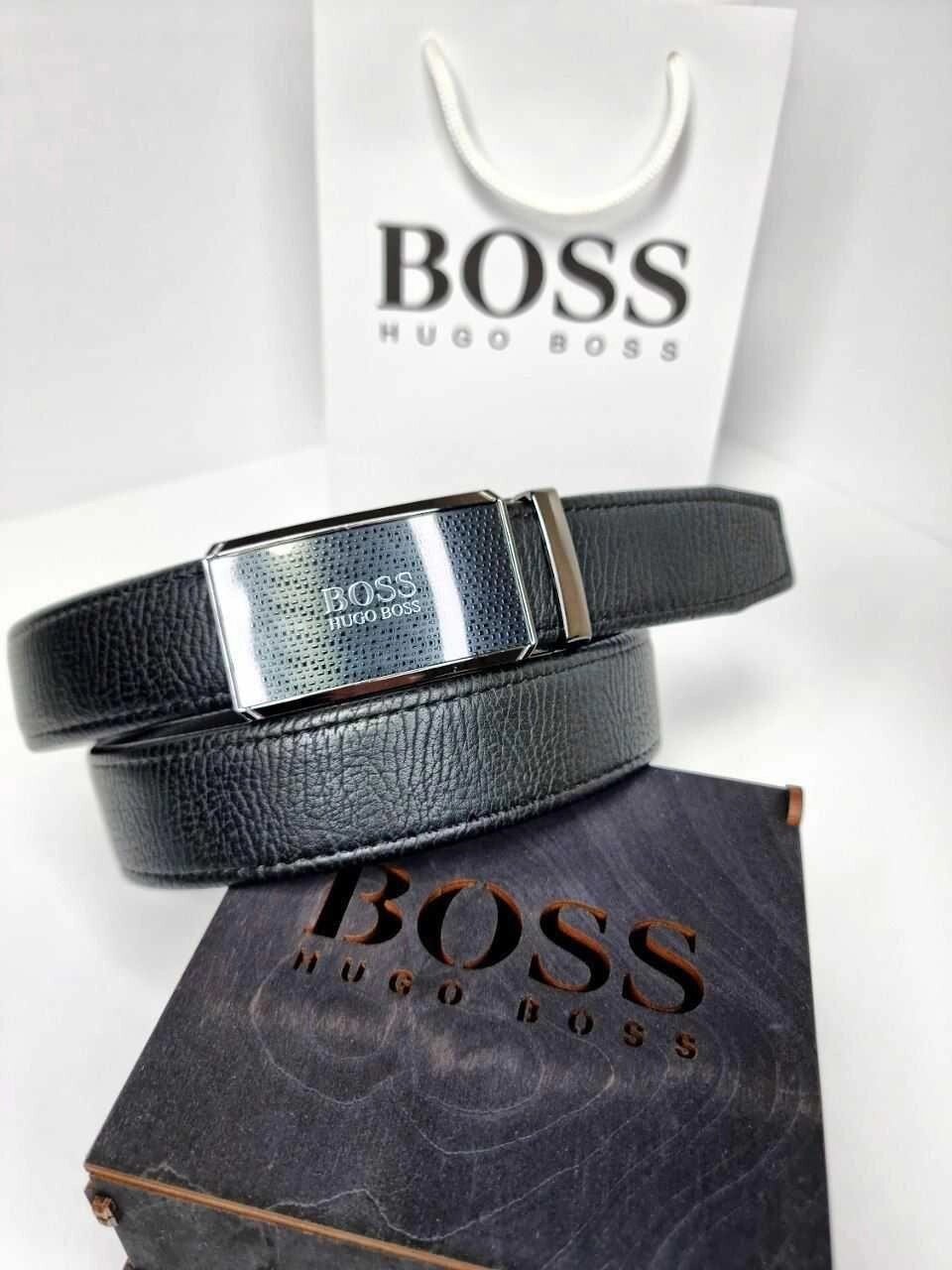 Чоловічий шкіряний ремінь Hugo Boss Чоловік пояс від компанії Premium - фото 1