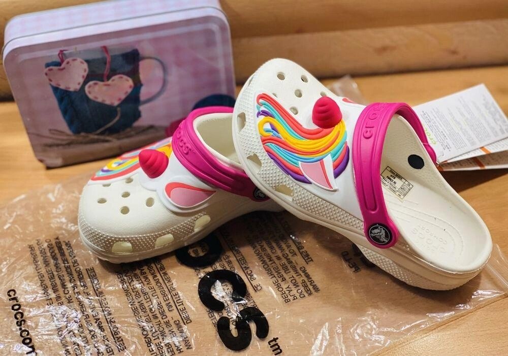 Crocs kids' classic, одноріжки, дитячі крокси сабо єдинорі від компанії Premium - фото 1